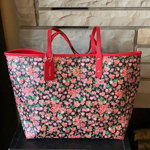 Coach Red posey reversible tote